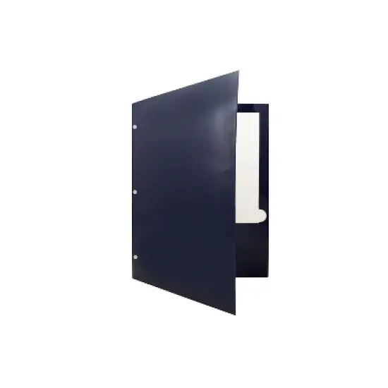 JAM Paper Laminated Glossy 3 Hole Punch Two-Pocket School Folders Navy Blue 385GHPNAC image {2}