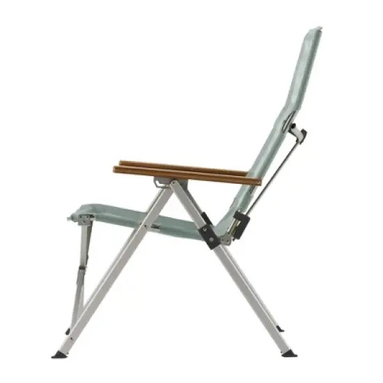 Coleman Living Collection Polyester Sling Chair for Patio and Garden with Polyester Grip, Aluminum Frame, and Natural Wood Armrests, Green image {4}