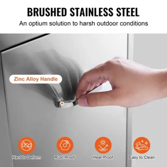 VEVOR Pull Out Trash Drawer 19.7W x 26.5H Inch Outdoor Kitchen Drawers Stainless Steel with Trash Bag Ring for BBQ Island or Grill Station, Silver image {4}