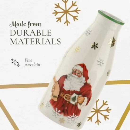 Spode Christmas Tree Plate and Bottle Set (2-Piece) - 8.5" Porcelain "Cookies for Santa" Plate & 10 Oz, Dishwasher Safe Festive Seasonal Gift Set image {3}