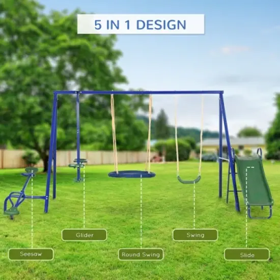 Dexmalle 616 lbs Swing Set for Backyard image {2}