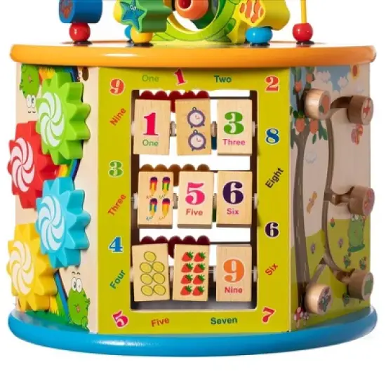 8 in 1 Colorful Attractive Wooden Kids Baby Activity Play Cube, Fun Toy Center For Playroom, Nursery, Preschool, and Doctors' Office image {4}