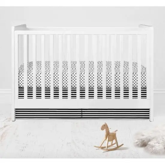 Bacati - Dots Stripes Black/White 4 pc Crib Bedding Set with Diaper Caddy image {5}
