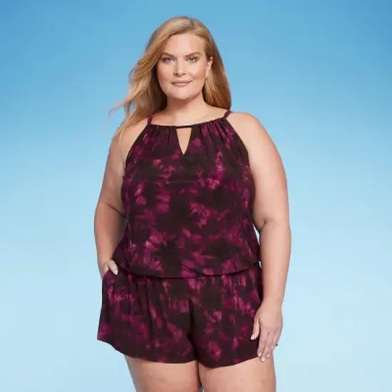 Women's UPF 50 High Neck Swim Romper with Pockets One Piece Swimsuit - Aqua Green&reg; image {10}