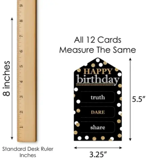 Big Dot of Happiness Adult Happy Birthday - Gold - Birthday Party Game Pickle Cards - Truth, Dare, Share Pull Tabs - Set of 12 image {3}
