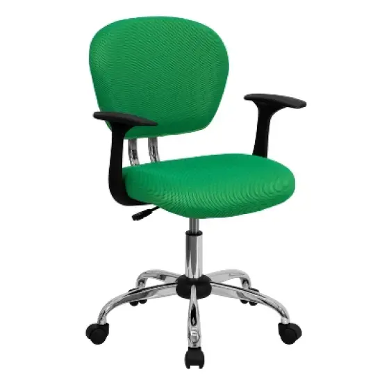 Emma and Oliver Mid-Back Mesh Padded Swivel Task Office Chair with Chrome Base and Arms image {17}
