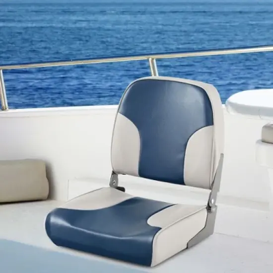 Costway 2-Piece Folding Boat Seat Set with Sponge Padding & Aluminum Hinges Low Back Blue image {4}