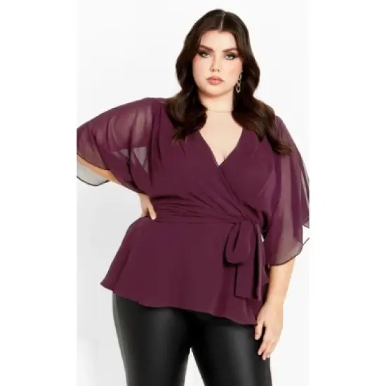 Women's Plus Size Elegant Wrap Top - spiced plum | CITY CHIC image {6}