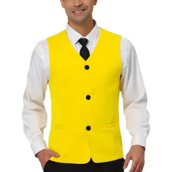 Lars Amadeus Men's V Neck Vests Sleeveless Pockets Button Up Casual Vest image {9}