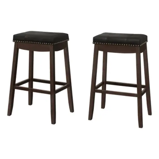 2pk 29" Upholstered Bar Height Nailhead Trim Barstools - EveryRoom image {4}