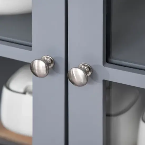 HOMCOM Kitchen Buffet Hutch Wooden Storage Cabinet with Framed Glass Door, Drawer and Microwave Space image {4}