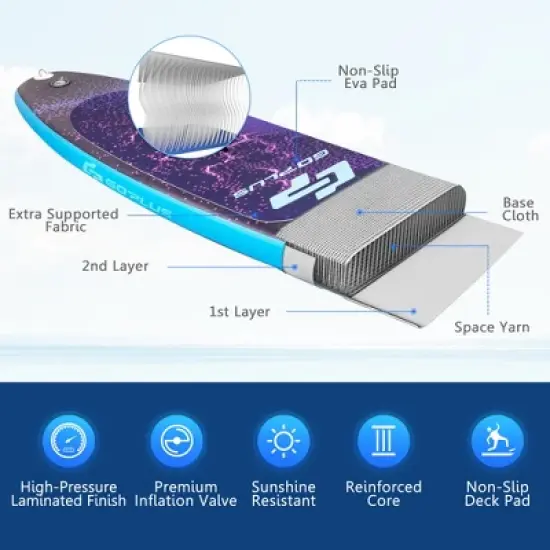 Costway 11'/10'5'' Inflatable Stand Up Paddle Board Surfboard W/Bag Aluminum Paddle Pump image {7}