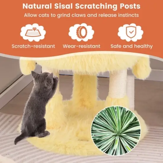 Tangkula Monster-Themed Cat Tree w/ 2 Private Condos Long Plush Sisal Scratching Posts image {5}