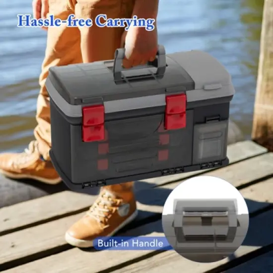 Tangkula 5 Layers Fishing Tackle Box w/ Dividers & Top Storage 3 Removable Utility Boxes image {6}