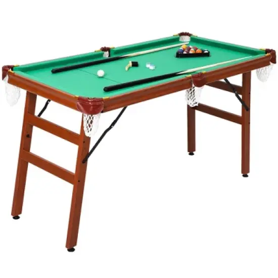 55-inch Folding Billiard - Portable Pool Table, Billiard Game Table with 2 Cue Sticks 16 Balls Triangle Chalk for Kids and Adults image {12}