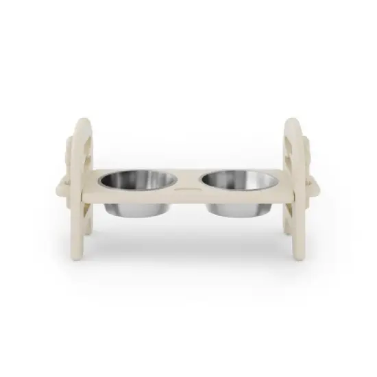 INFURNIC Pet Bowl Adjustable Travel Ready Recycled Durable Poly Lumber Easy to Pack Modern Design, Beige, 19"*7"*9.5" image {4}