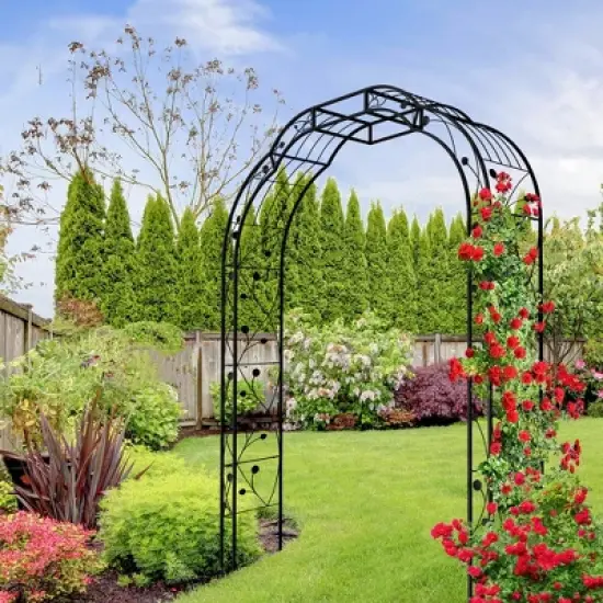 Wooakway Garden Arch Steel Arbor Wedding Garden Decoration Climbing Plants image {1}