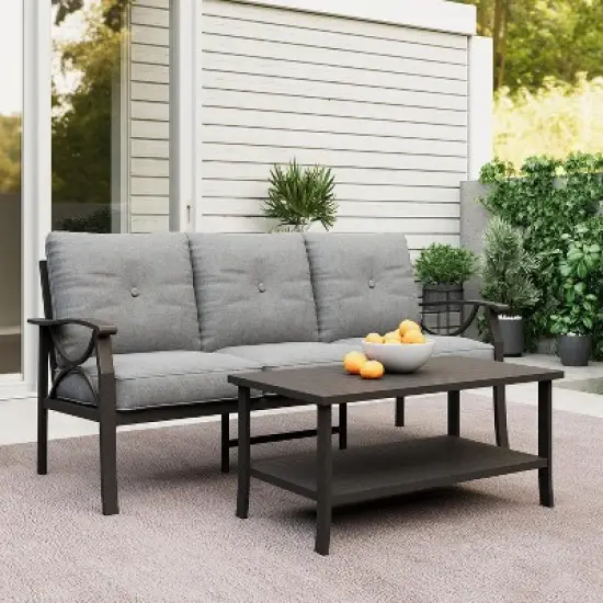 Heynemo Outdoor Patio Furniture Set, 2 Piece Patio Conversation Set, Metal Furniture Set with 3 seat Sofa image {8}