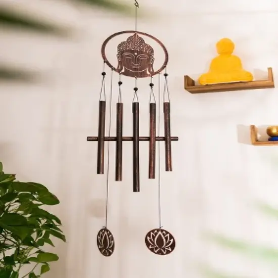 Dawhud Direct 38" H Eternal Zen Buddha Wind Chimes - Brown image {3}