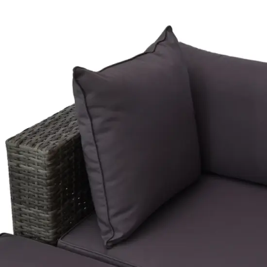 Outsunny 5 Piece Patio Wicker Furniture Set, Outdoor Sectional Sofa Set Rattan Conversation Sets with Tempered Glass Tabletop Coffee Table and Ottoman for Garden, Balcony, Backyard image {4}