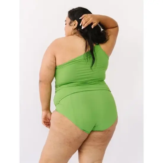 Lime Ricki Women's Clover One-Shoulder Tankini Top image {5}