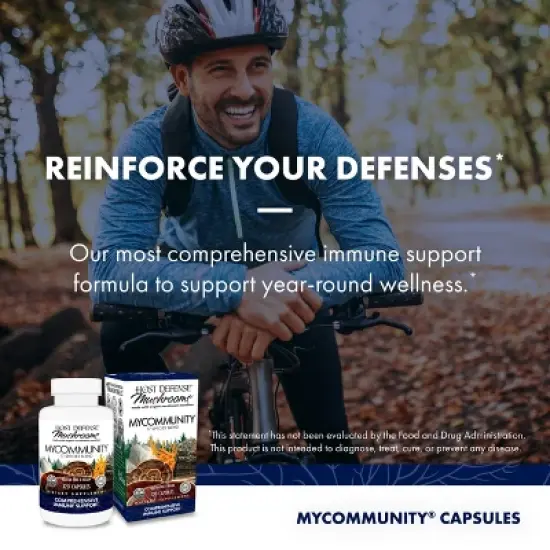 Host Defense MyCommunity Capsules, Advanced Immune Support, Mushroom Supplement with Lion's Mane and Reishi, Unflavored image {5}