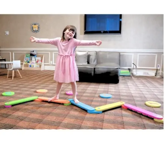 Bintiva Solid Wood Obstacle Course Set &ndash; Interactive Motor Skills Play System with Color and Number Bases image {9}