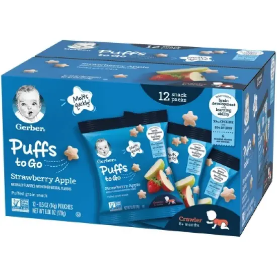 Gerber Puffs Strawberry Apple Baby Snacks - 12ct/0.5oz Each image {10}