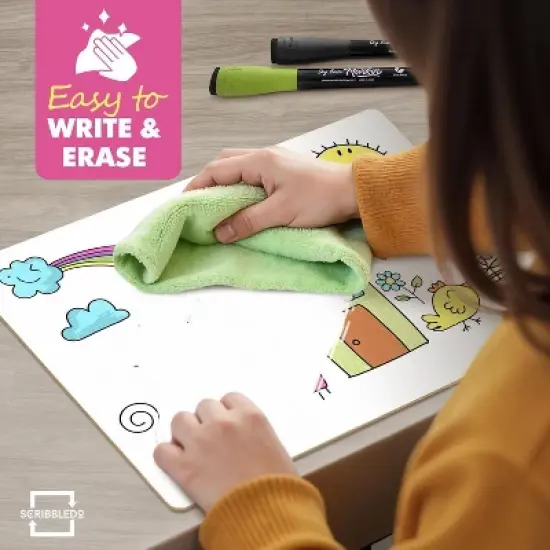 SCRIBBLEDO Small White Board Dry Erase 9"x12" Boards 12-Pack, Erasers Included image {5}