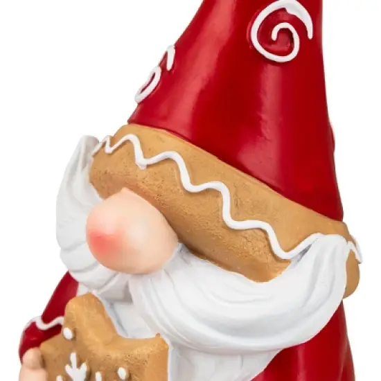 Northlight Gnome Holding Gingerbread Snowflake Cookie Christmas Decoration - 11.5" - Red image {8}