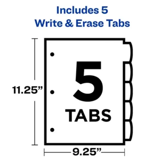 Avery&reg; Write & Erase Durable Plastic Dividers with Pockets, 5-Tab Set, Multicolor, 3 Sets image {9}