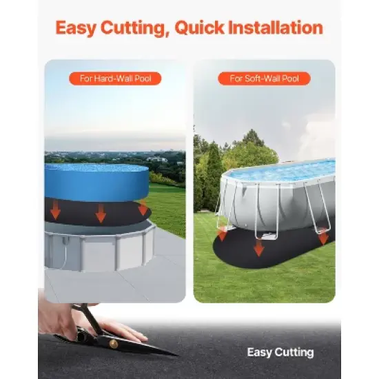 VEVOR Oval Pool Liner Pad, 12 x 24 ft Pool Liner Pad for Above Ground Swimming Pools, Extra-Thick Pool Mat, Prevents Punctures, Black image {4}