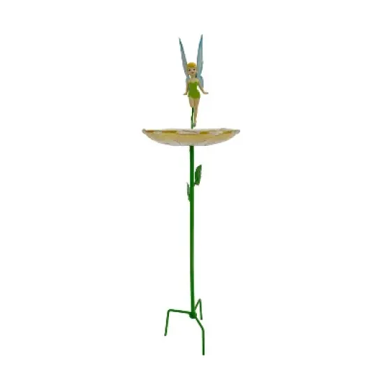 Disney 28" Tinker Bell Metal/Resin Birdbath Stake: Freestanding, Weather-Resistant Garden Decor image {1}