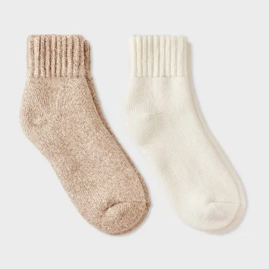 Women's Full Terry with Chunky Ribbed Cuff Cloud Soft Lounge 2pk Ankle Socks - Auden&trade; 4-10 image {3}