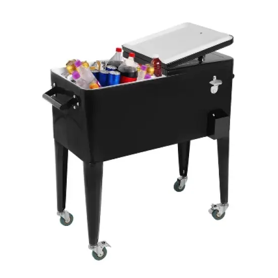 BestMassage Cooling Bin Outdoor Rolling Cooler Metal Ice Chest with Cool Function image {7}