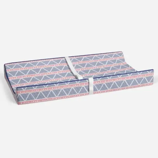 Bacati - Emma Coral/Navy Large Triangles Quilted Muslin Changing Pad Cover image {3}