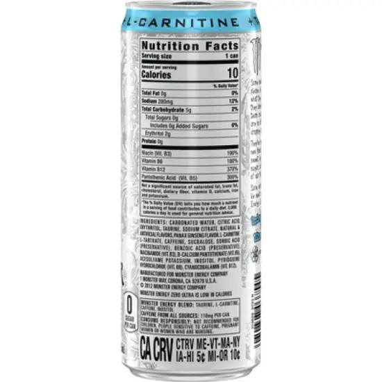 Monster Energy Zero Ultra Energy Drink - 12 fl oz Can image {2}