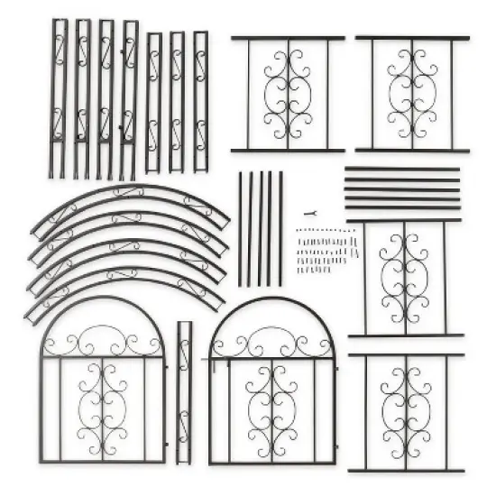 Plow & Hearth - Montebello Decorative Garden Arbor Trellis with Gate & Beautiful Scrollwork Design image {5}