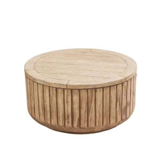 Moda Furnishings 27.9"W Outdoor Terrafab Faux Wood Round Coffee Table image {3}