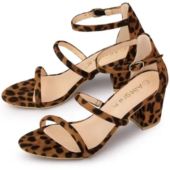 Allegra K Women's Open Toe Strappy Chunky Heels Sandals image {8}