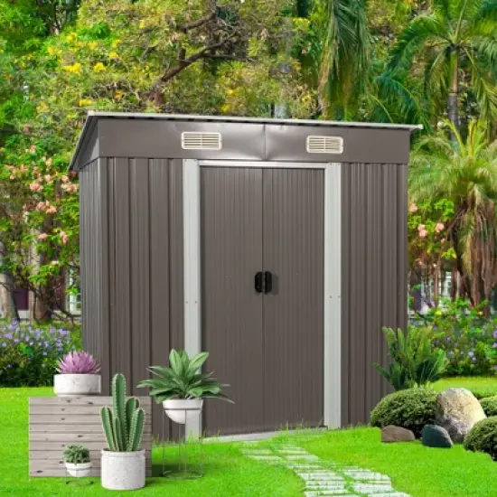 MOEPISY 6ft x 4ft Outdoor Metal Storage Shed image {9}