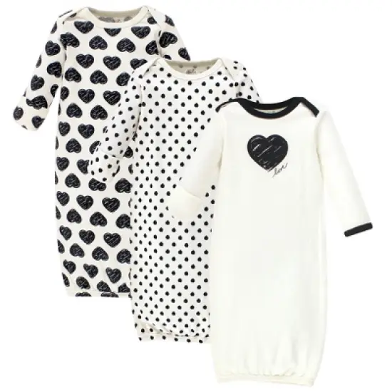 Touched by Nature Baby Girl Organic Cotton Long-Sleeve Gowns 3pk, Heart, 0-6 Months image {4}