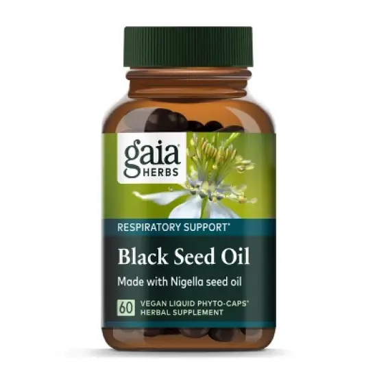Gaia Herbs Black Seed Oil - Cold-Pressed Capsules for Lung, Respiratory, and Antioxidant Support - 60 Vegan Liquid Phyto-Capsules image {8}