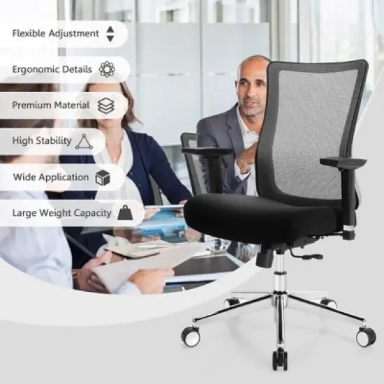 Costway Ergonomic Mesh Office Chair Sliding Seat Height Adjustable w/ Armrest image {4}