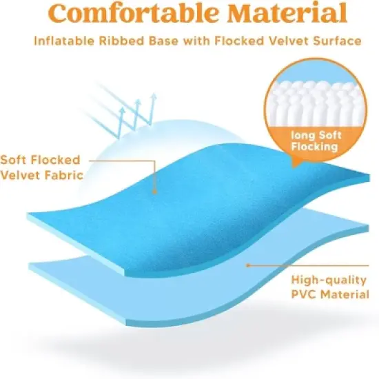 Sloosh Pool Float Pool Tanning Inflatable Float Bed with Pillow, Suntan Tub Floatie Raft Tanning Pool for Adult Oval XL Size Pool Lounge image {2}