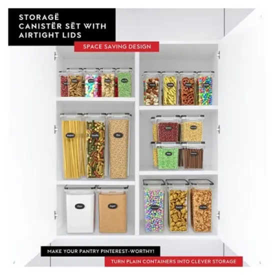 DW&Euml;LLZA KITCHEN Airtight Food Cereal BPA-Free Storage Containers for Pantry Organization and Storage, Flour & Sugar Includes 1 Marker & 8 Labels image {3}