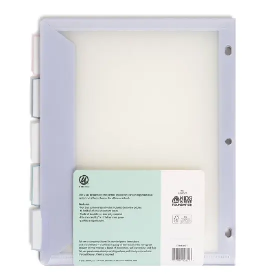 U Brands 5pk Tabbed Dividers Single Pocket Clear View image {4}