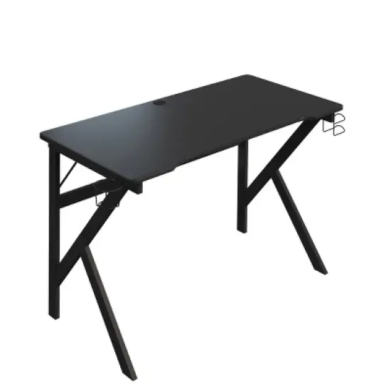 Lavish Home Gaming Computer Desk with Cup Holder, Headphone Hanger, Cable Management, Black image {5}