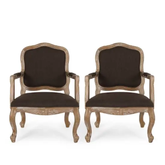 Set of 2 Andrea French Country Wood Upholstered Dining Armchairs - Christopher Knight Home image {13}