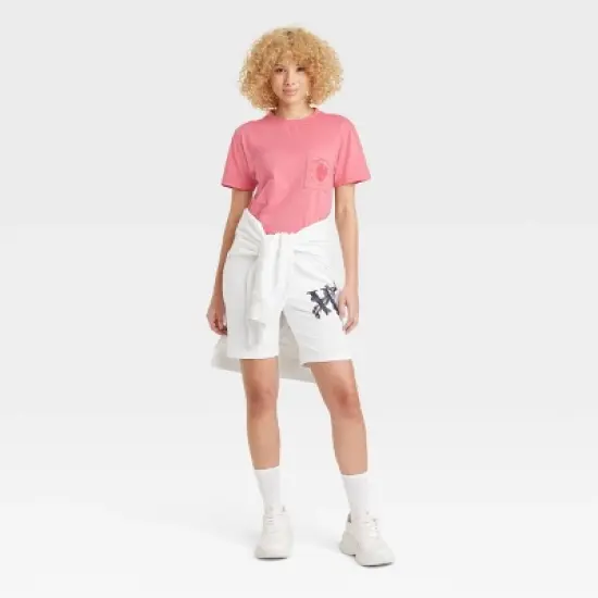 Houston White Adult Waterbased Screen Print Floral Short Sleeve Graphic T-Shirt - Pink image {2}